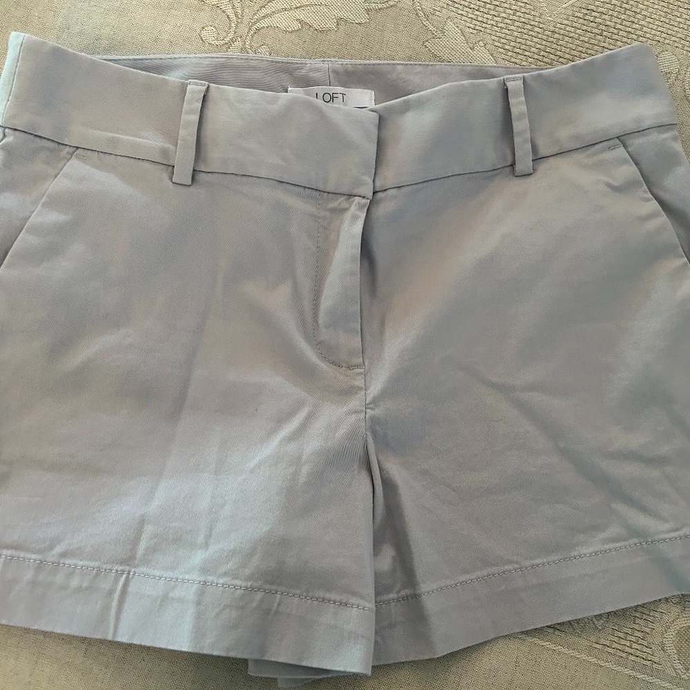 LOFT cotton Riviera shorts; pale grey